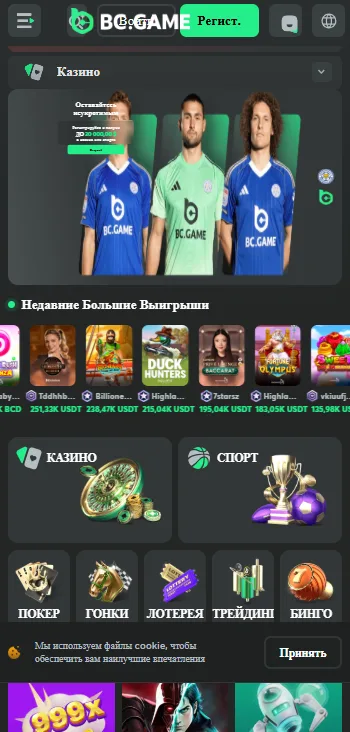 Bc.Game mobile interface in Uzbekistan