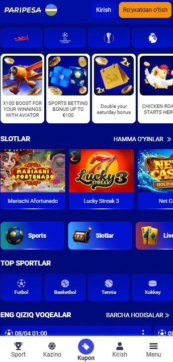 PariPesa mobile interface in Uzbekistan
